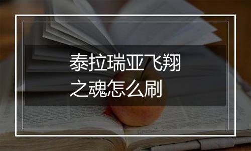泰拉瑞亚飞翔之魂怎么刷