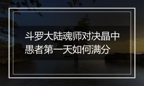 斗罗大陆魂师对决晶中愚者第一天如何满分