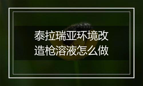 泰拉瑞亚环境改造枪溶液怎么做
