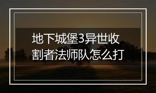 地下城堡3异世收割者法师队怎么打