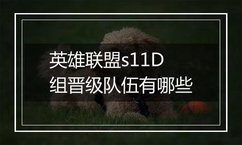 英雄联盟s11D组晋级队伍有哪些