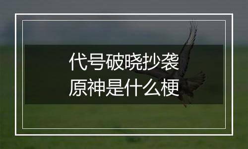 代号破晓抄袭原神是什么梗