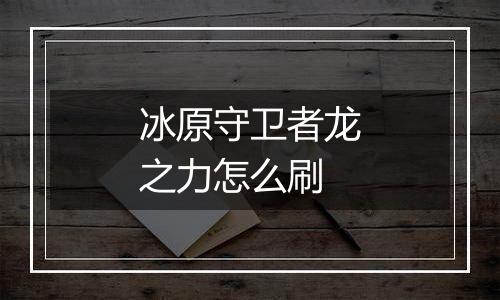 冰原守卫者龙之力怎么刷