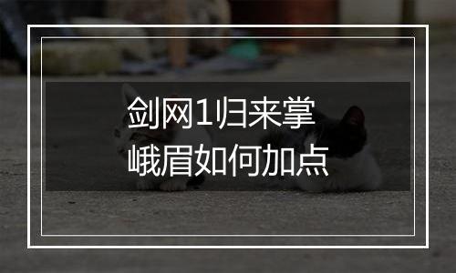 剑网1归来掌峨眉如何加点