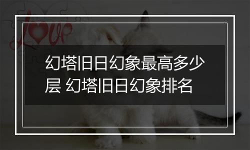 幻塔旧日幻象最高多少层 幻塔旧日幻象排名