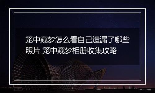 笼中窥梦怎么看自己遗漏了哪些照片 笼中窥梦相册收集攻略