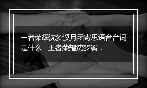 王者荣耀沈梦溪月团寄思语音台词是什么   王者荣耀沈梦溪月团寄思特效语音大全