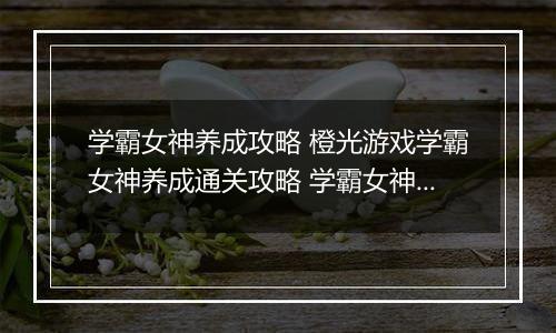 学霸女神养成攻略 橙光游戏学霸女神养成通关攻略 学霸女神养成计划橙光