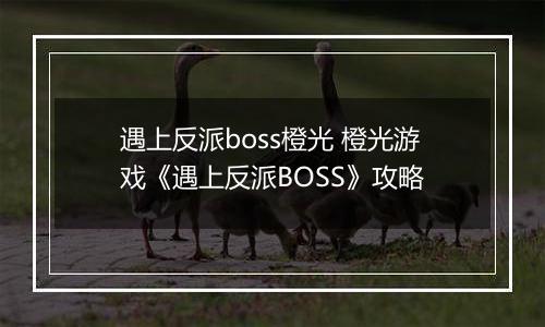 遇上反派boss橙光 橙光游戏《遇上反派BOSS》攻略