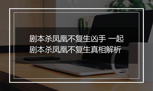 剧本杀凤凰不复生凶手 一起剧本杀凤凰不复生真相解析