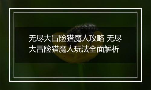 无尽大冒险猎魔人攻略 无尽大冒险猎魔人玩法全面解析