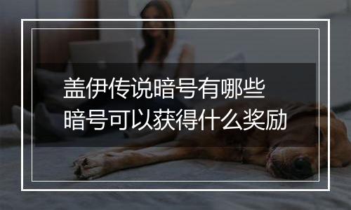 盖伊传说暗号有哪些 暗号可以获得什么奖励
