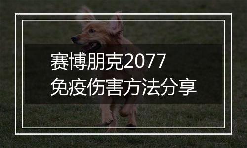 赛博朋克2077免疫伤害方法分享