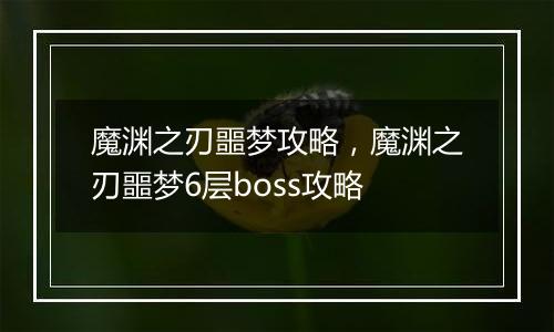 魔渊之刃噩梦攻略，魔渊之刃噩梦6层boss攻略