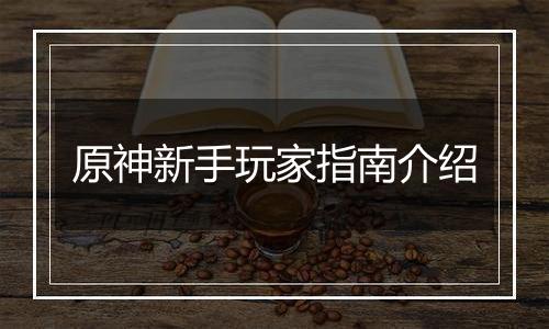 原神新手玩家指南介绍