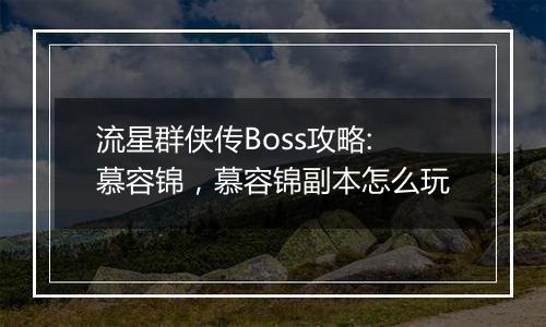 流星群侠传Boss攻略:慕容锦，慕容锦副本怎么玩