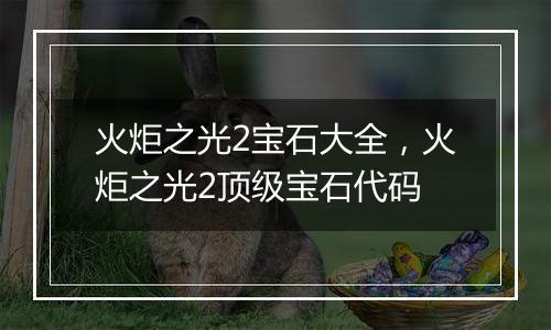 火炬之光2宝石大全，火炬之光2顶级宝石代码