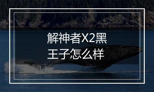 解神者X2黑王子怎么样