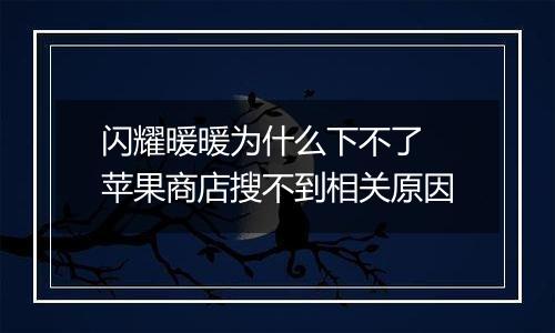 闪耀暖暖为什么下不了 苹果商店搜不到相关原因