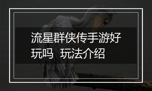 流星群侠传手游好玩吗  玩法介绍
