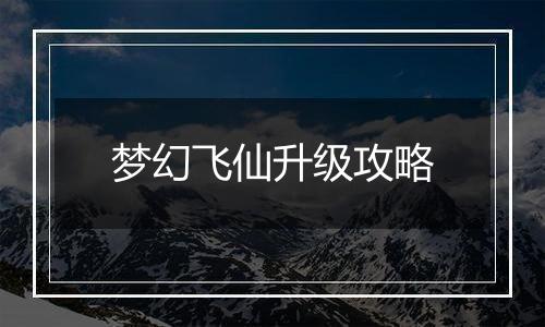 梦幻飞仙升级攻略