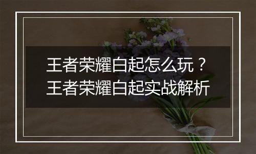 王者荣耀白起怎么玩？王者荣耀白起实战解析