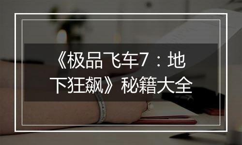 《极品飞车7：地下狂飙》秘籍大全