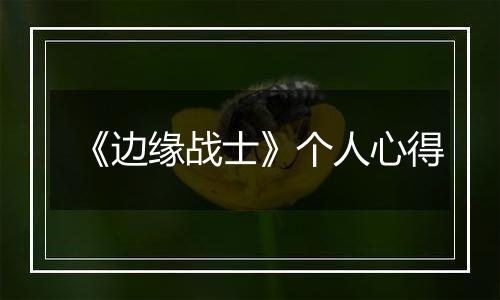 《边缘战士》个人心得