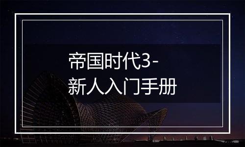 帝国时代3-新人入门手册