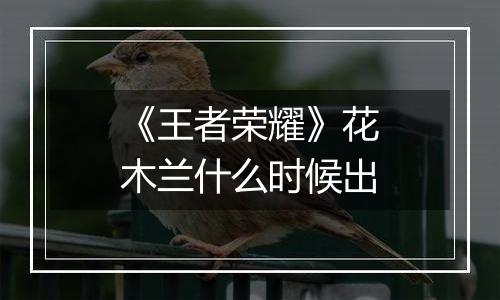 《王者荣耀》花木兰什么时候出