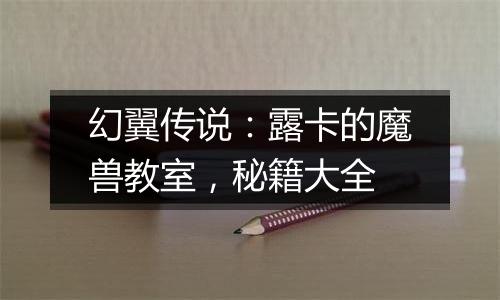 幻翼传说：露卡的魔兽教室，秘籍大全