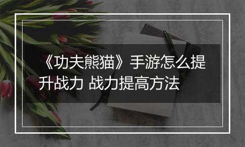 《功夫熊猫》手游怎么提升战力 战力提高方法