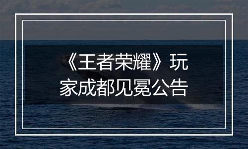 《王者荣耀》玩家成都见冕公告