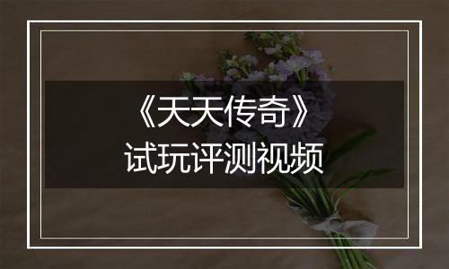 《天天传奇》试玩评测视频