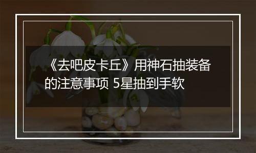 《去吧皮卡丘》用神石抽装备的注意事项 5星抽到手软