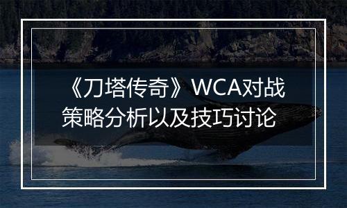 《刀塔传奇》WCA对战策略分析以及技巧讨论
