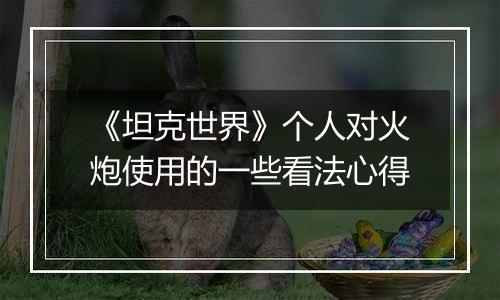 《坦克世界》个人对火炮使用的一些看法心得