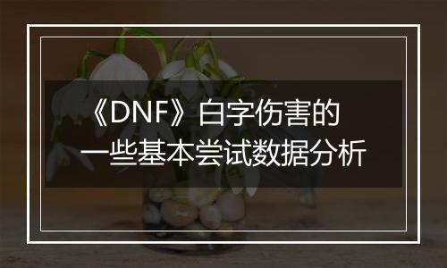 《DNF》白字伤害的一些基本尝试数据分析