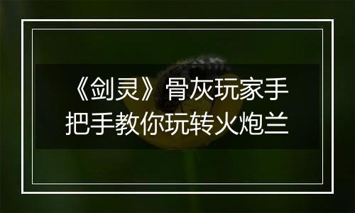 《剑灵》骨灰玩家手把手教你玩转火炮兰