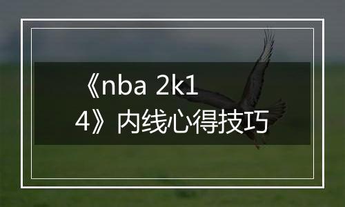 《nba 2k14》内线心得技巧