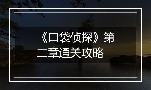 《口袋侦探》第二章通关攻略