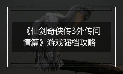 《仙剑奇侠传3外传问情篇》游戏强档攻略