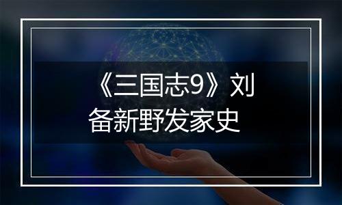 《三国志9》刘备新野发家史
