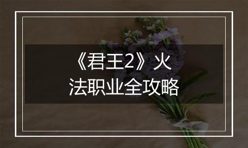《君王2》火法职业全攻略