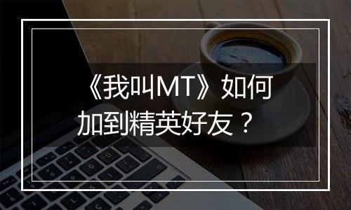 《我叫MT》如何加到精英好友？