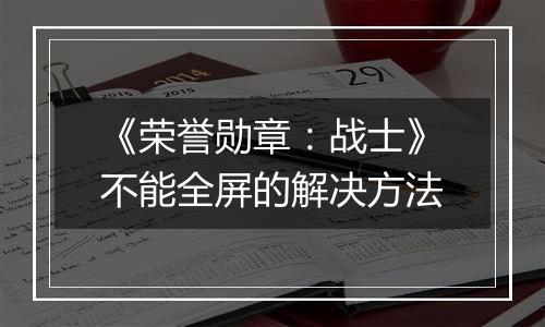 《荣誉勋章：战士》不能全屏的解决方法