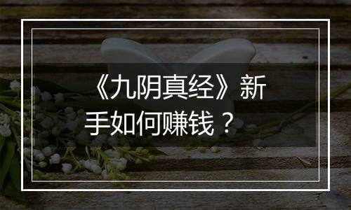 《九阴真经》新手如何赚钱？