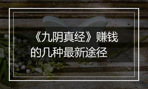 《九阴真经》赚钱的几种最新途径