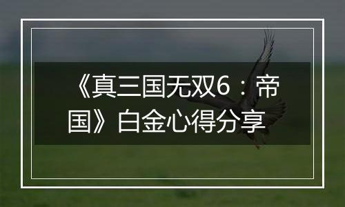 《真三国无双6：帝国》白金心得分享