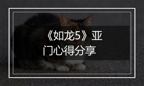 《如龙5》亚门心得分享